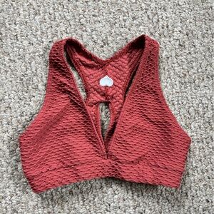 BOOTY BY BRABANTS Croco Skin Canela Deep-V Sports Bra Top